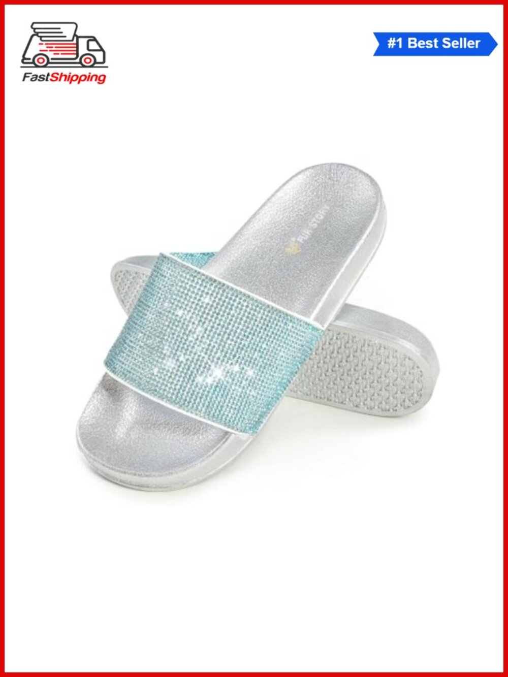 Rhinestone Glitter Platform Slides Cozy Non-Slip Slippers